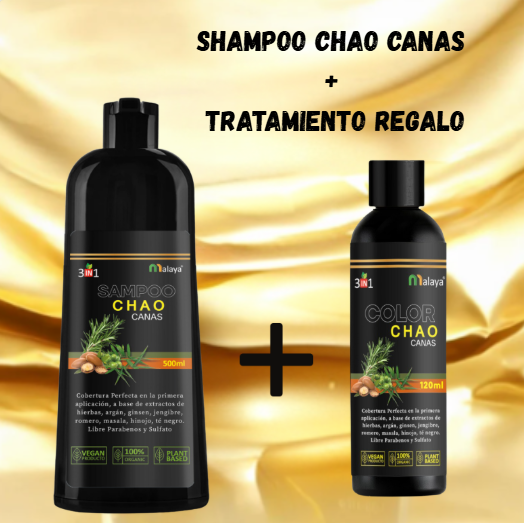 SHAMPOO CHAO CANAS 3 EN 1 – RECUPERA TU COLOR Y JUVENTUD ✨
